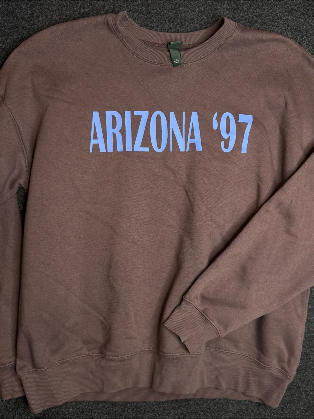 New XS wild fable Brown Crewneck Sweatshirt with Blue 'ARIZONA '97' Print